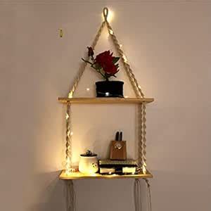 VAH- Kya Bat Hai !! Macrame Indoor Wall Hanging Shelf Chic Decor Wood ...