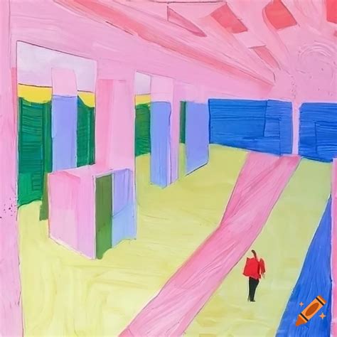 David hockney art in arts district with special-shaped spatial structure