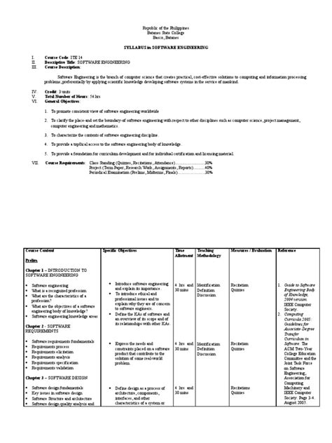 Software Engineering Course Syllabus 的图像结果