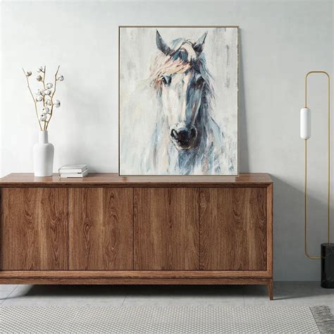 Ilsa Horse hand finished canvas painting grey 80x100cm – HomeTown