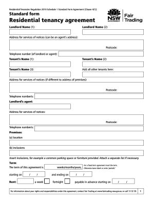 2010 Form AU NSW Residential Tenancy Agreement - Blank Fillable ...