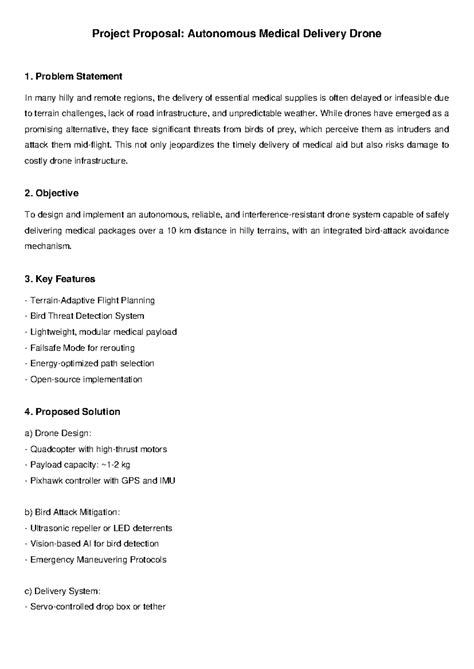 Proposal: Autonomous Medical Delivery Drone for Hilly Regions - Studocu