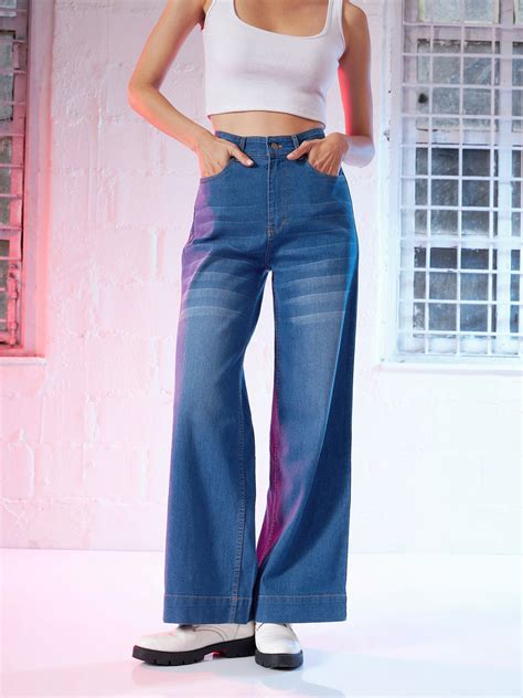Buy Blue Wide Leg Jeans Online At Best Price - Sassafras.in