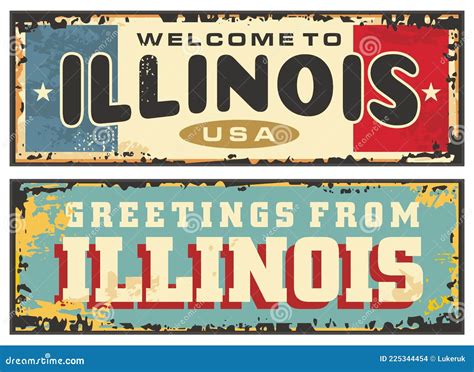 Vintage Vector Tin Sign Illinois Stock Vector - Illustration of ...