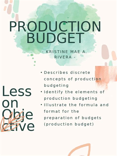 Image result for Production Budget Example with Solution