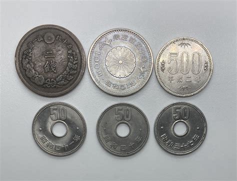 Lot of 6 Japanese Coins – 1877 2 Sen 1976 Commemorative 100 Yen Large ...
