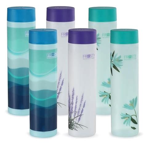 AQUAQLEAN Frosty Plastic Food Grade Fridge Round Bottle,Labelled Floral ...