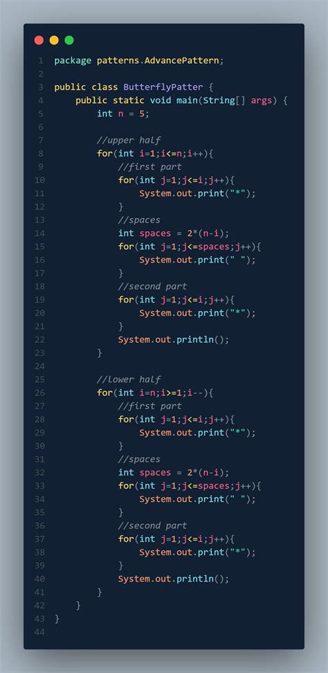 Image result for Butterfly Pattern Java in Tamil