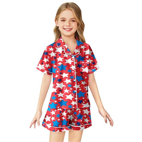 Child Girls Pajama Set 4th Of July Kids Button Down Pajamas Set Kids ...