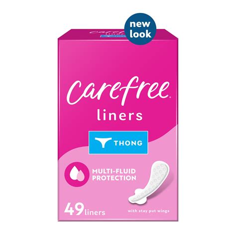 CAREFREE® Regular Thong Panty Liners With Wings, Flat, Unscented, 49 Ct ...