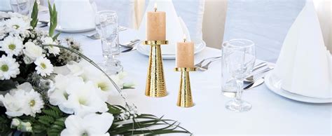 Buy Behoma Handcrafted Hammered Large Metal Pillar Candle Holder ...