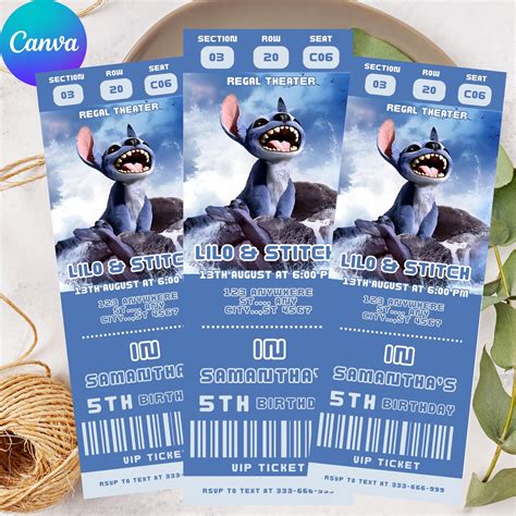 Lilo and Stitch Ticket Invitation, Lilo and Stitch Birthday Invite,lilo ...