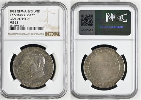 Deutschland Silbermedaille 1928 Erste Zeppelin Weltfahrt LZ 127 Graf Zeppelin 1929 Dr. Eckener ...