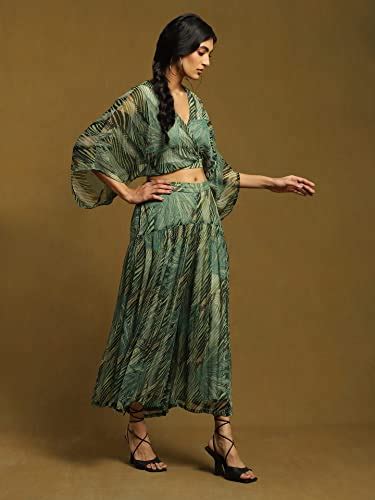 Ritu Kumar Green Botanic Print Top with Palazzo : Amazon.in: Fashion