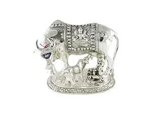 Buy GoldGiftIdeas Oxidized White Metal Silver Plated Cow and Calf Idol ...