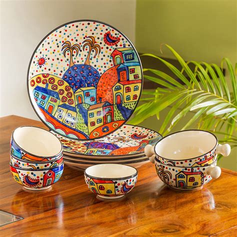 ExclusiveLane 'Hut Dining' Ceramic Dinner Set Ceramic (10 Pieces ...