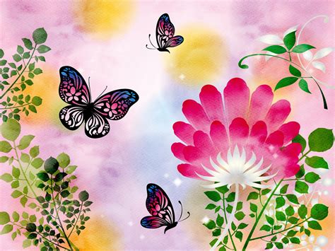 Download wallpaper flowers, background, patterns, butterfly, section ...