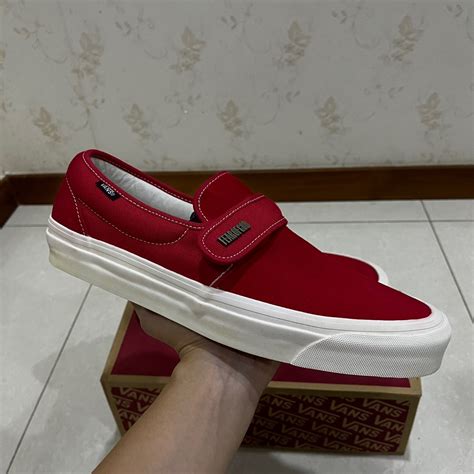 Authentic Fear of God x Vans Vault Slip-On 47 V DX Red, Men's Fashion ...