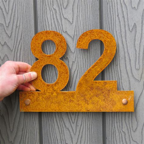 Modern Floating Corten Steel House Number Sign | Rees Metal Designs