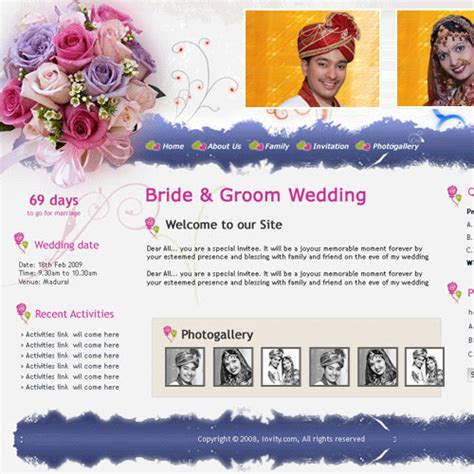 Personalised wedding website online. Themes, Blessbook, RSVP, Quiz, Polls