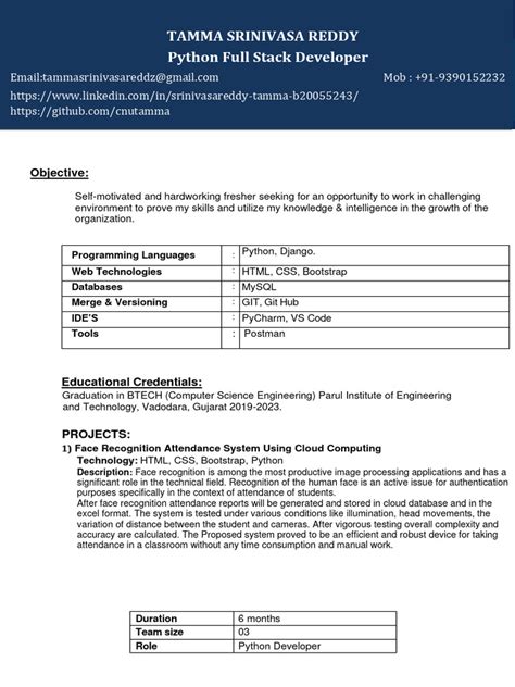 Image result for Python Programming Resume Examples