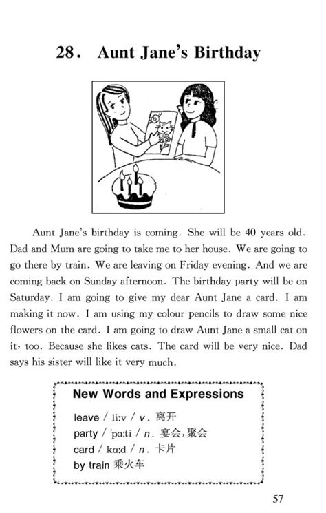 小学生英语阅读理解100篇：Aunt Jane