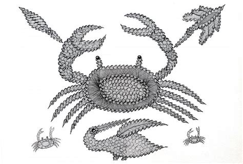 "Crabs Without The Beach Gond Art": Steel Grey Gond Traditional_Art by ...