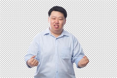 Premium PSD | Asian business fat man in blue shirt Psd file