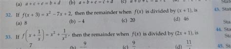 If f(x + 3) = x^2 - 7x + 2, then the remainder when f(x) is divided by (x..