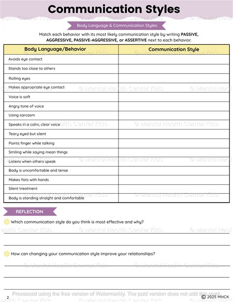 Communication Styles Worksheet 的图像结果