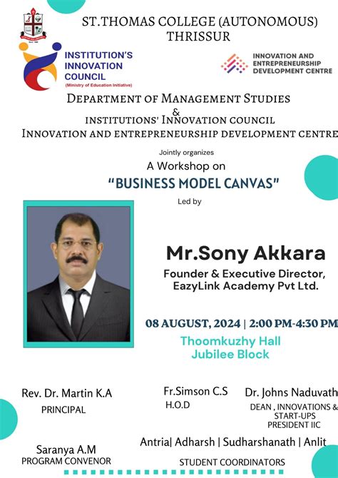 A workshop on Business Model Canvas - St Thomas College (Autonomous)