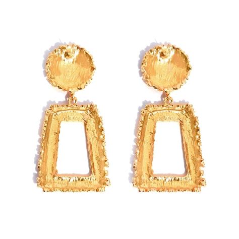 Crumbled Roses Metallic Gold Party Earrings by Joker & Witch
