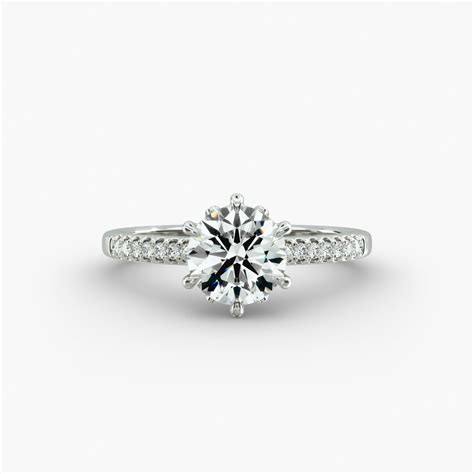 14K White Gold Modified French Cut Six Prong Engagement Ring-17122w14