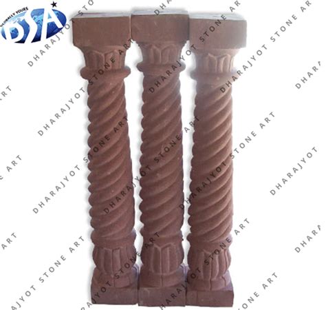 Red Stone Columns Mini Pillars – Dharajyot Stone Art
