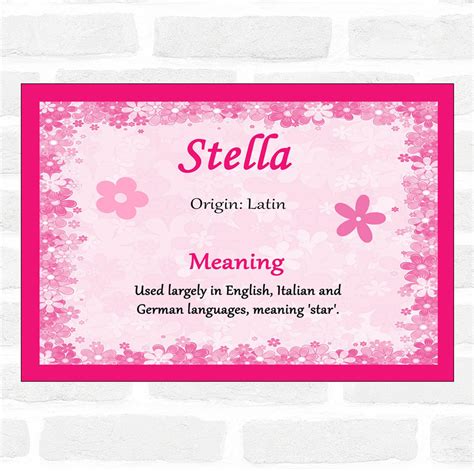 Stella Name Meaning Pink Certificate - Party Animal Print
