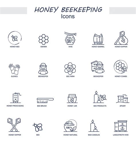 Premium Vector | Honey Beekeeping Icon Set