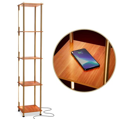 Aria // Adjustable LED Floor Lamp + Shelf With Wireless Charging Pad ...