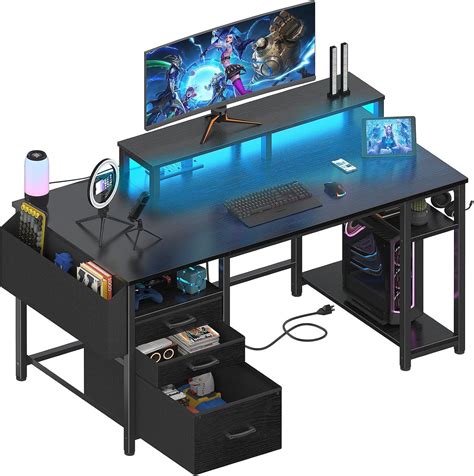Lufeiya Gaming Desks with Led Lights and Power India | Ubuy