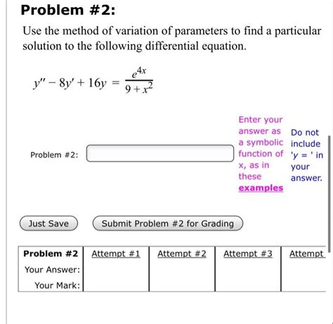 Image result for Variation of Parameters Particular Solution
