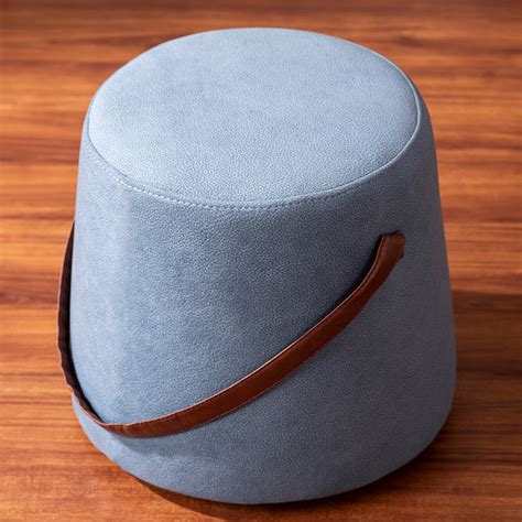 Buy Blue Pouf Set of 2 with Leather Strap : Leather Pouf at Best Price ...