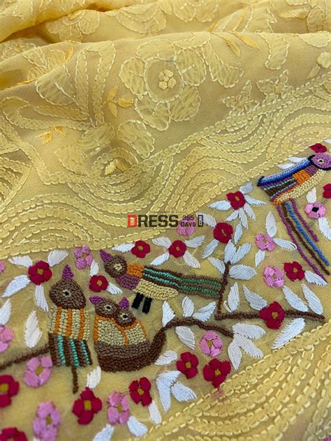 Pre Order Parsi Gara & Chikankari Hand Embroidered Saree – Dress365days