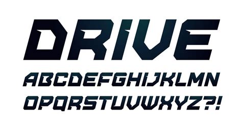 Drive style alphabet. Bold italic font, minimalist type for modern dynamic logo, sport headline ...