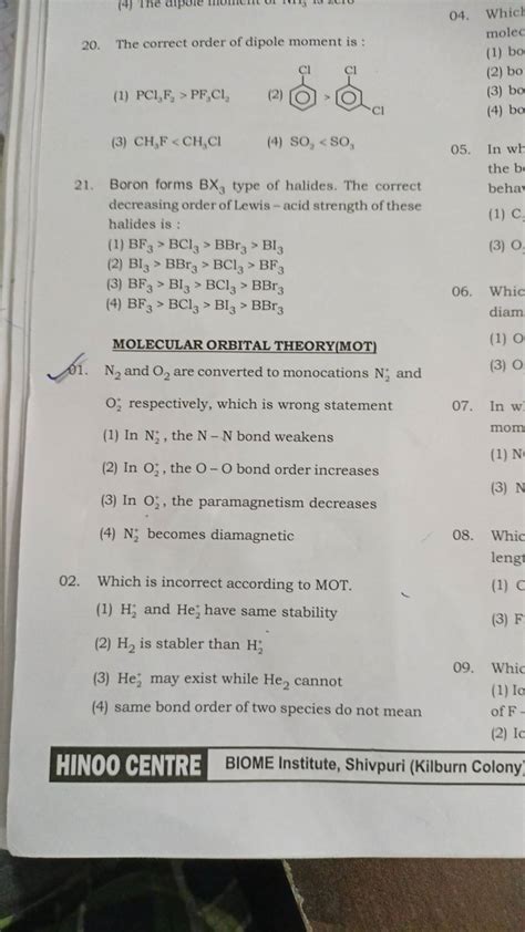 MOLECULAR ORBITAL THEORY(MOT) 01. N2 and O2 are converted to monocation..