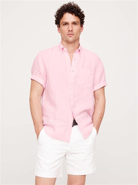 Standard-Fit Linen Short-Sleeve Shirt | Banana Republic