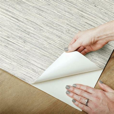 RoomMates RMK11078WP Light Gray Faux Grasscloth Non-Textured Peel and ...