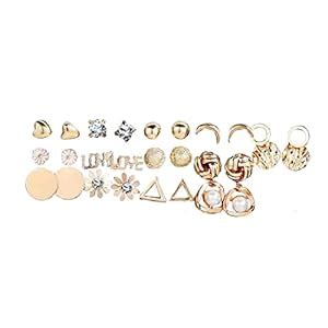 Buy Jewels Galaxy Jewellery For Women Gold Plated Pair of 14 Earrings ...