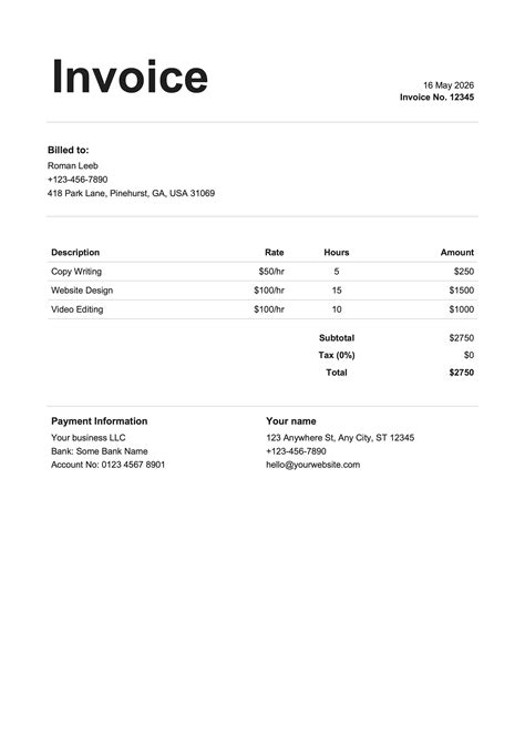Free Microsoft Word Invoice Templates (.docx) | Billpal