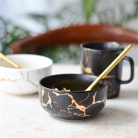 Black Marble Bowl 400 ml Online - Premium Snack Bowl | Nestasia