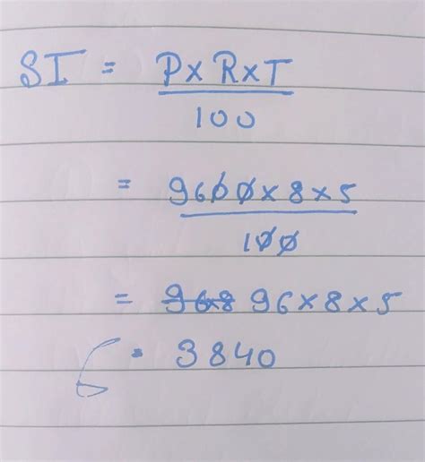 Faye borrowed $9600 at 8% for 5 years. Calculate the simple interest ...