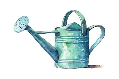 Watering can hand drawn with watercolor painting Vector illustration ...